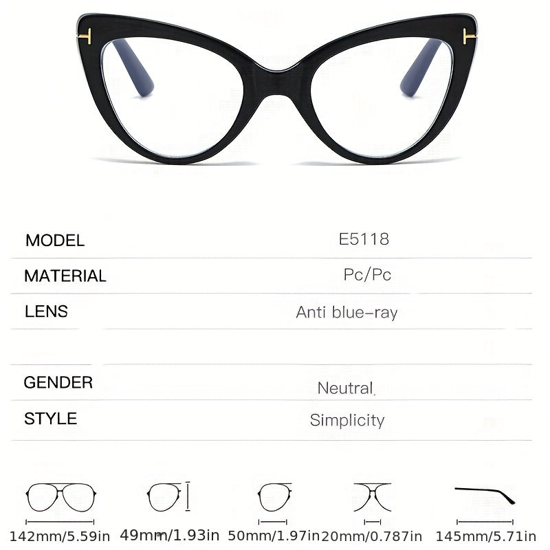 Light Blocking Glasses Womens Retro Cat Eye Clear Lens Computer Glasses