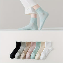 7 Pairs Breathable Crew Socks Women's Stockings