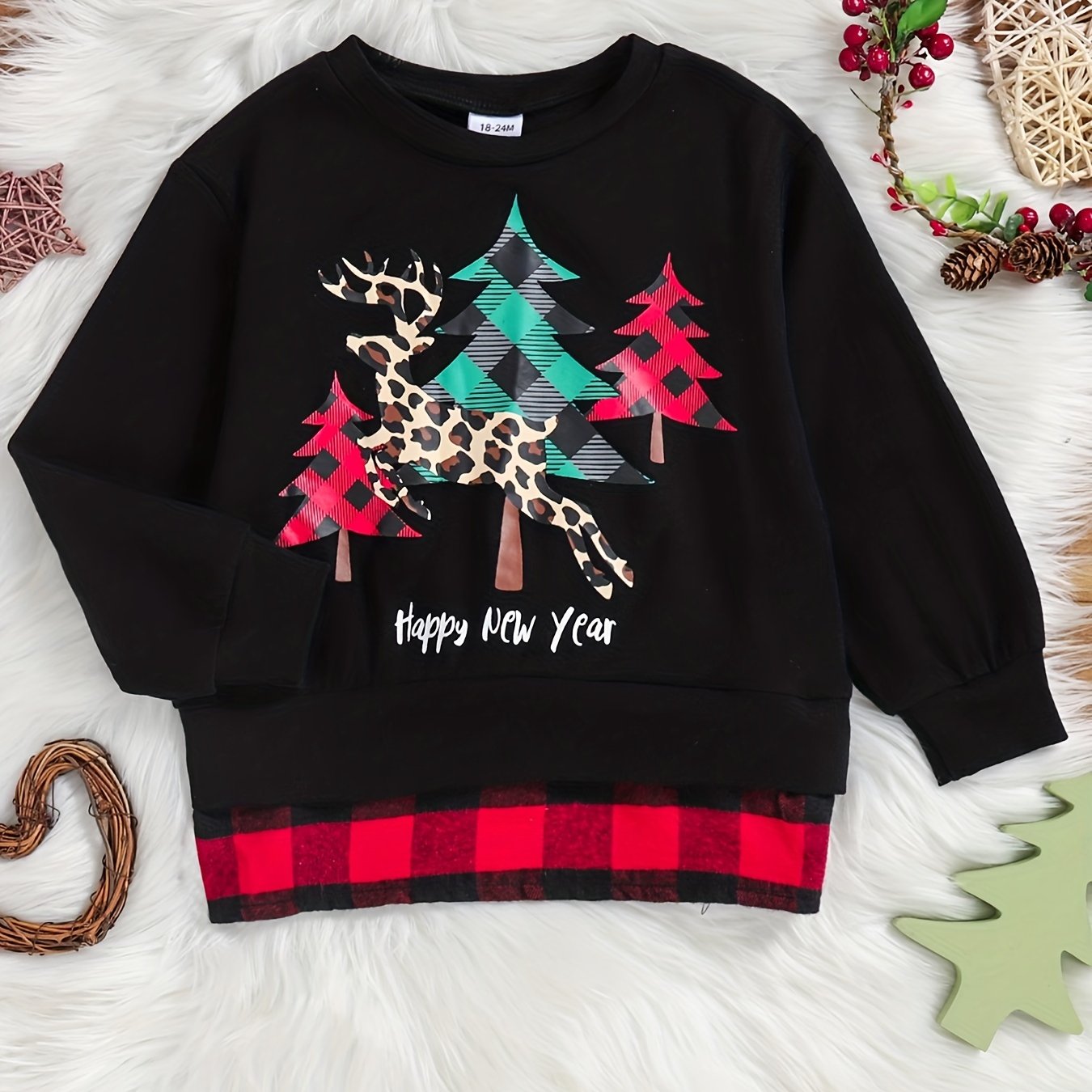 Baby Girls Christmas Print Long Sleeve Top for Spring and Autumn