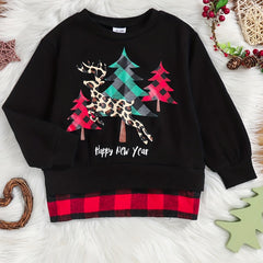 Baby Girls Christmas Print Long Sleeve Top for Spring and Autumn