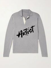 Artist Knit Polo Men's Pullover Sweater Winter Autumn