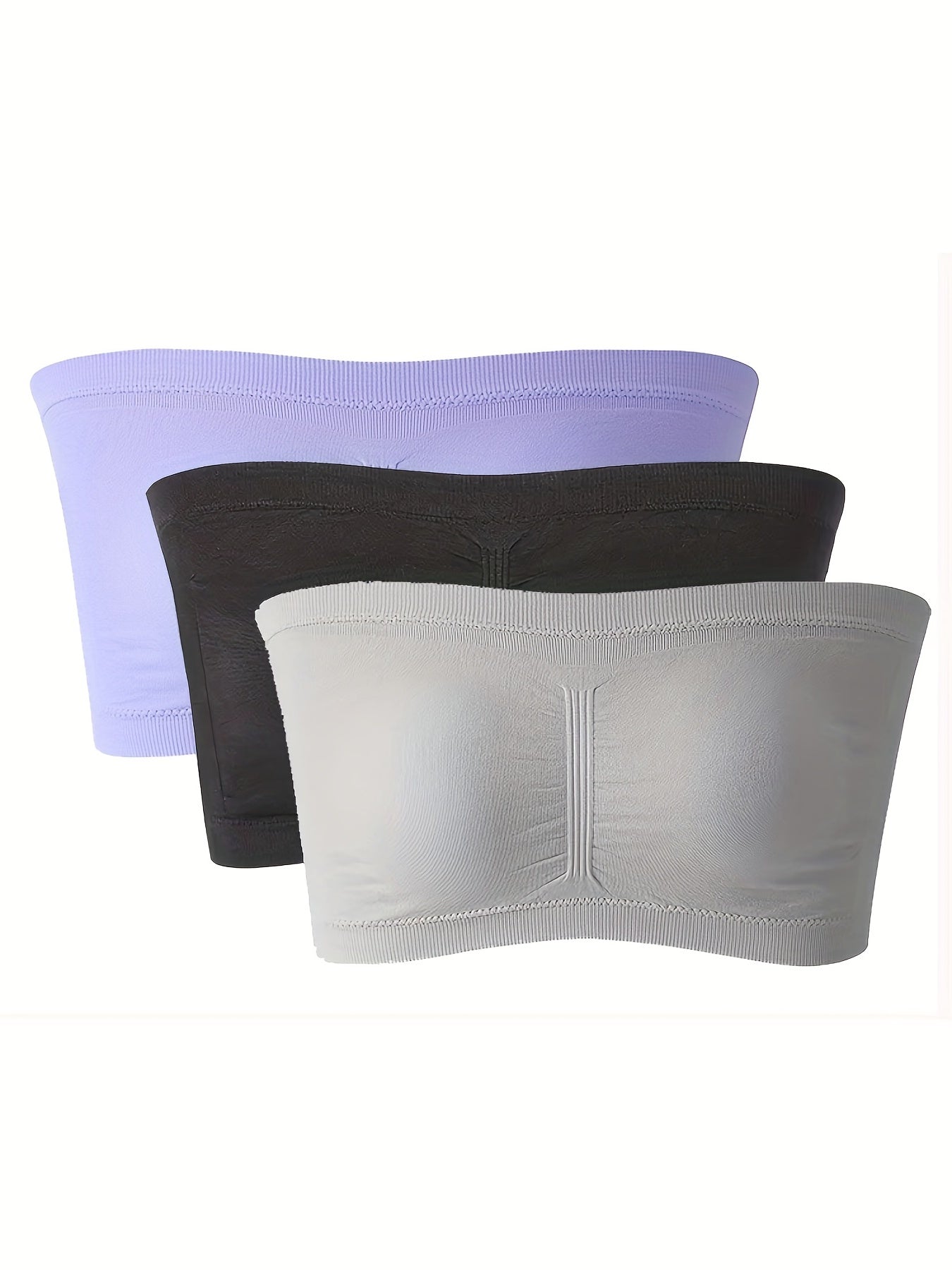 3-Pack Plus Size Basic Bra Set Women's Plus Solid Wireless