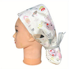 Cartoon Print Scrub Hats Cotton Work Cap Adjustable Nurse Hat Soft Working Hats