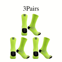 3 Pairs Mid Calf Sports Socks Breathable Sweat Absorbing