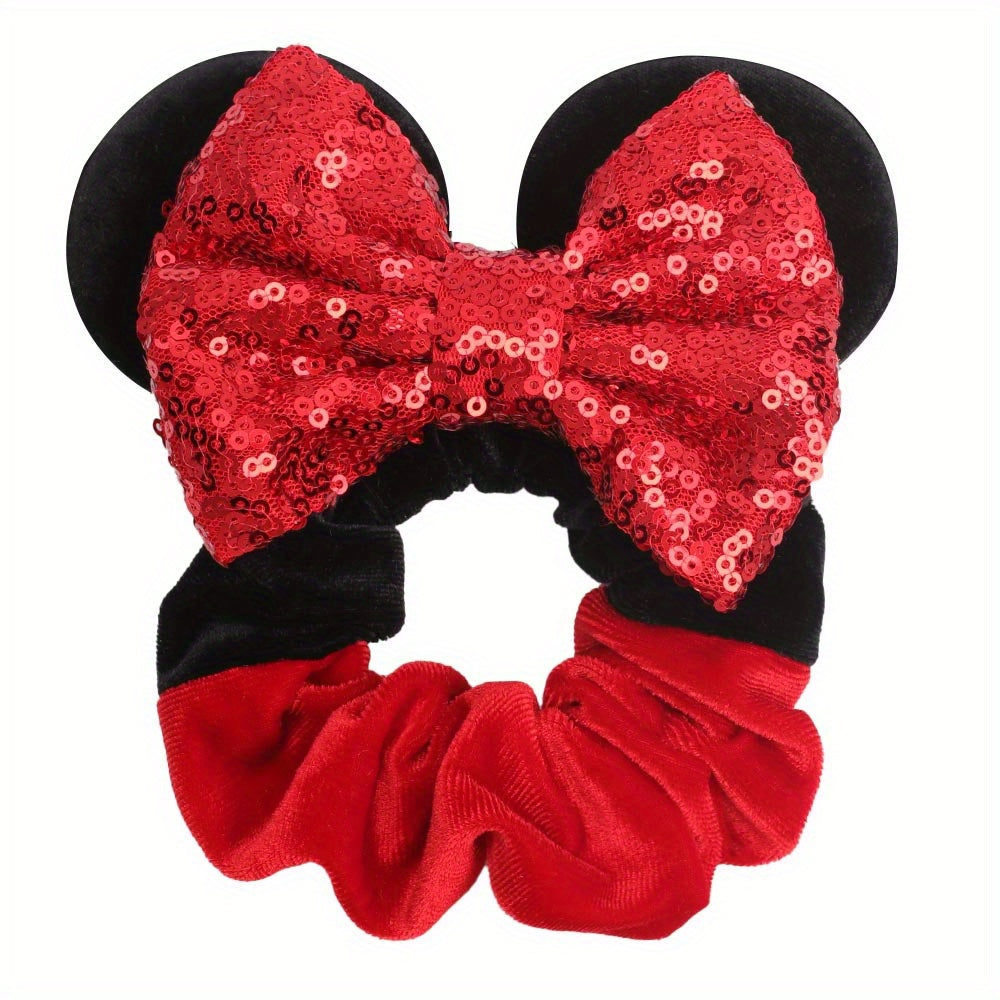 Colorful Sequin Bow Mouse Ear Scrunchies Hair Ties
