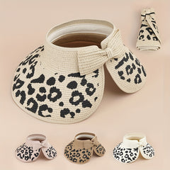 Leopard Print Summer Visor Straw Sun Hat UV Protection