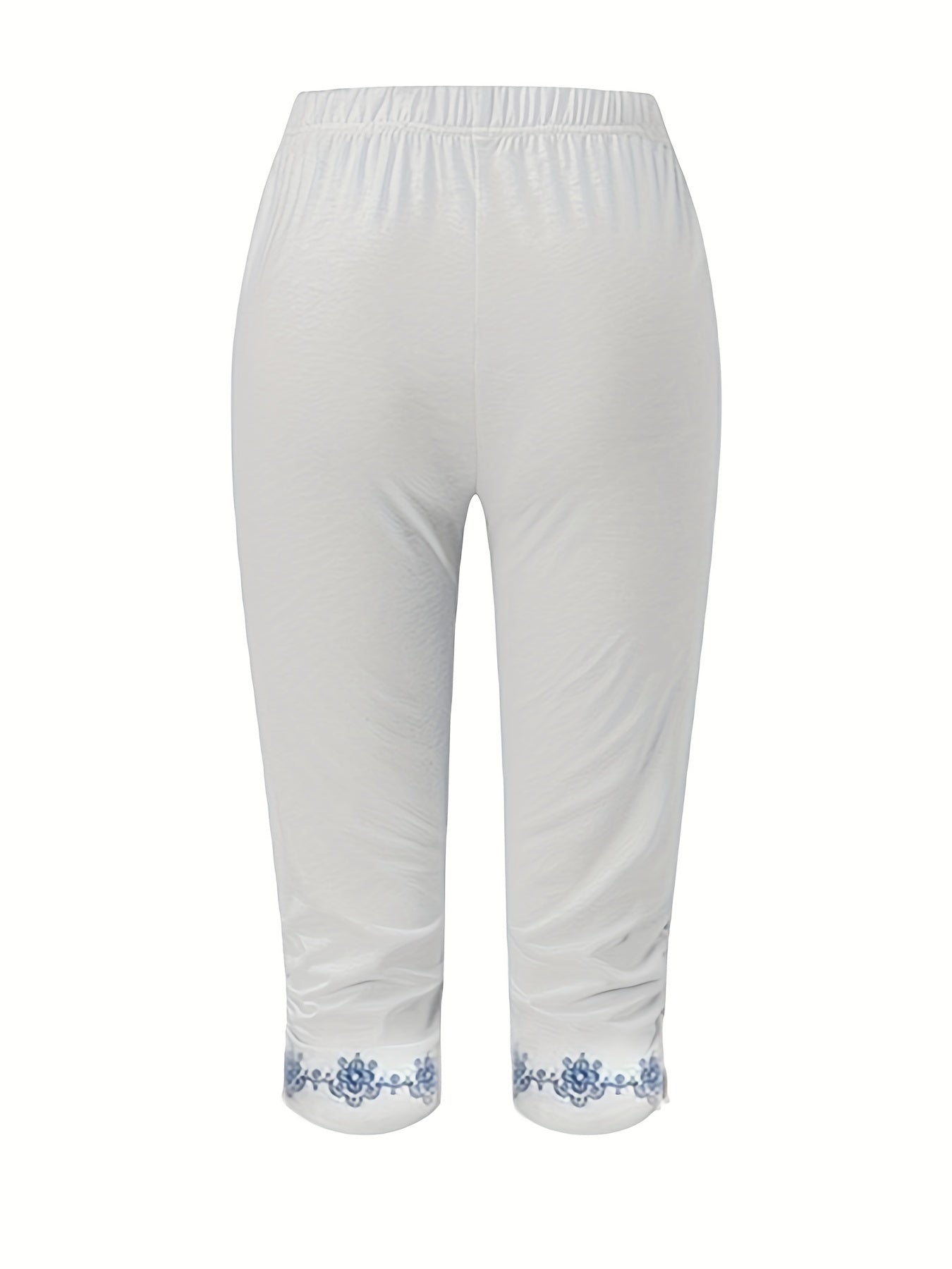 Graphic Print Elastic Waist Cropped Leggings