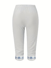 Graphic Print Elastic Waist Cropped Leggings