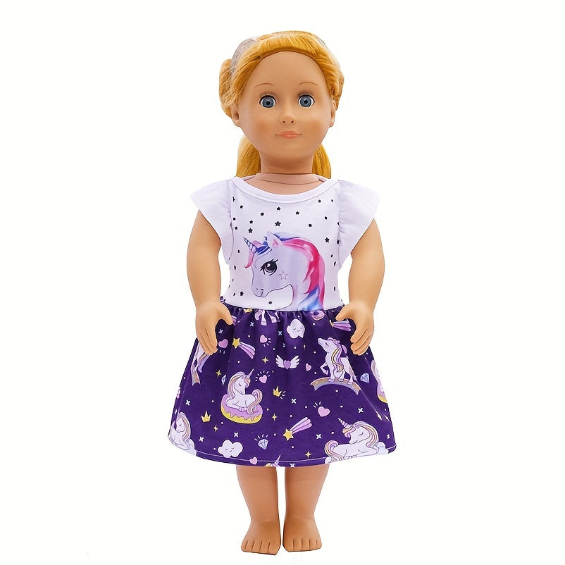 Unicorn Dress for 45 Youngsters Dolls Pink Purple Soft Fabric