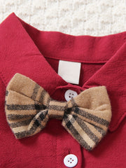 Toddler Boy's Gentlemen Bowtie Shirt & Plaid Shorts Set