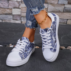 Women's Graffiti Pattern Flat Skate Shoes Breathable Non slip Outdoor Sneakers
