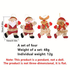 4pcs Christmas Tree Pendants Dancing Old Man Snowman Deer Bear Puppet
