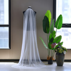 Lace Church Veil with Crystal Embellishments for Weddings