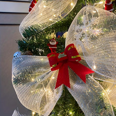 2pcs Christmas Tree Decoration Ribbon Bow Pendant Gauze Ribbon