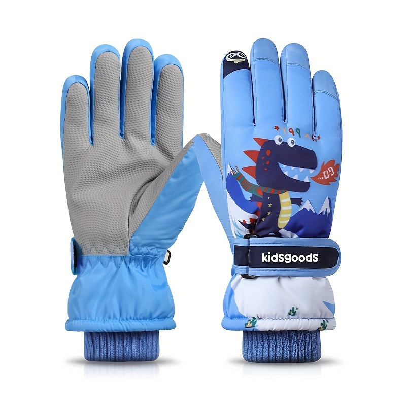 Kids Winter Waterproof Skiing Gloves, Non-slip Snow Playing Gloves