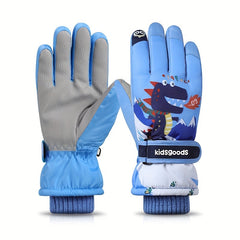Kids Winter Waterproof Skiing Gloves, Non-slip Snow Playing Gloves