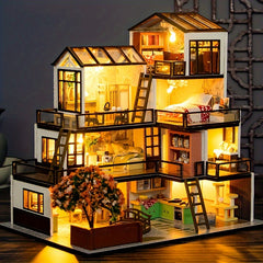 3D Puzzle House Kit Multicolor Fiberboard Model Set Home Decor Artistic Mini