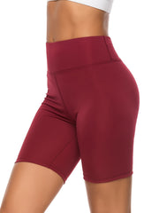 High Waist Yoga Sports Pants Red Stretchy Side Stitching Short Pants