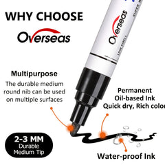 Permanent Paint Pens 2 Pack Medium Tip Waterproof Marker Pen for Metal Rock Wood