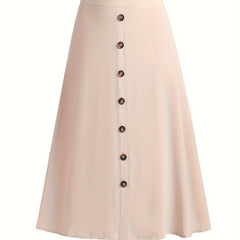 Women's Solid Button High Rise Maxi Skirt
