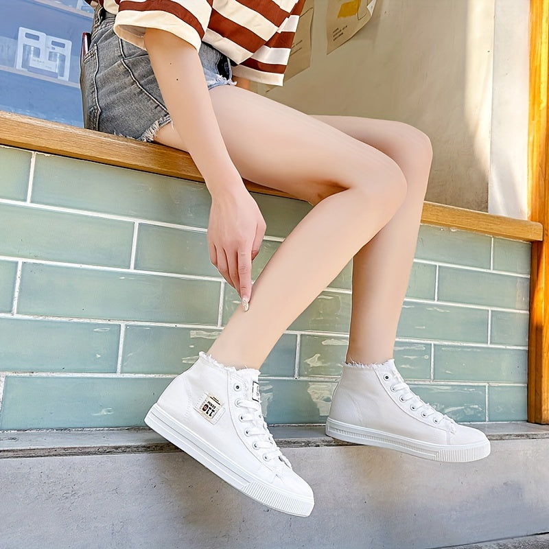 Women's High Top Board Shoes with Letter Patches
