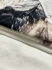 Feather Print Button Front Tank Top