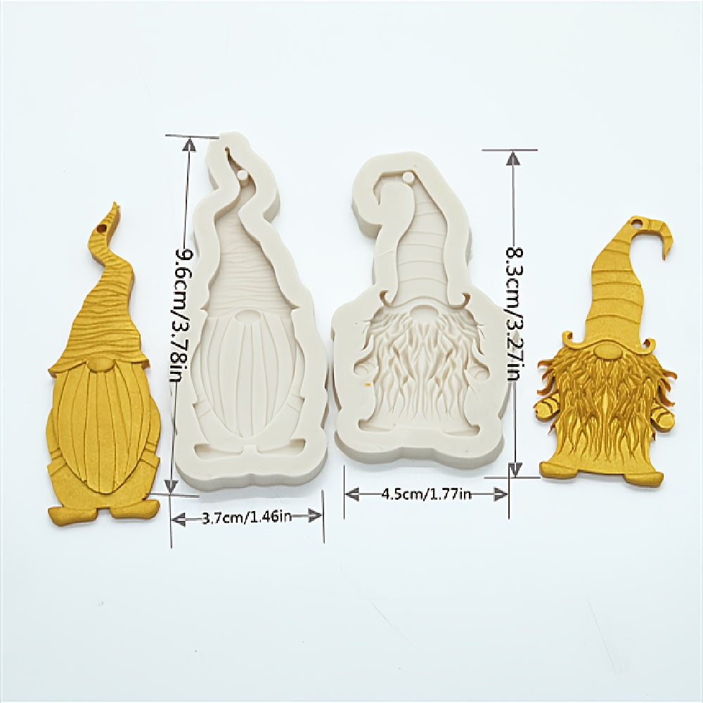 2pc Santa Claus Silicone Molds for Christmas Gnomes Cake