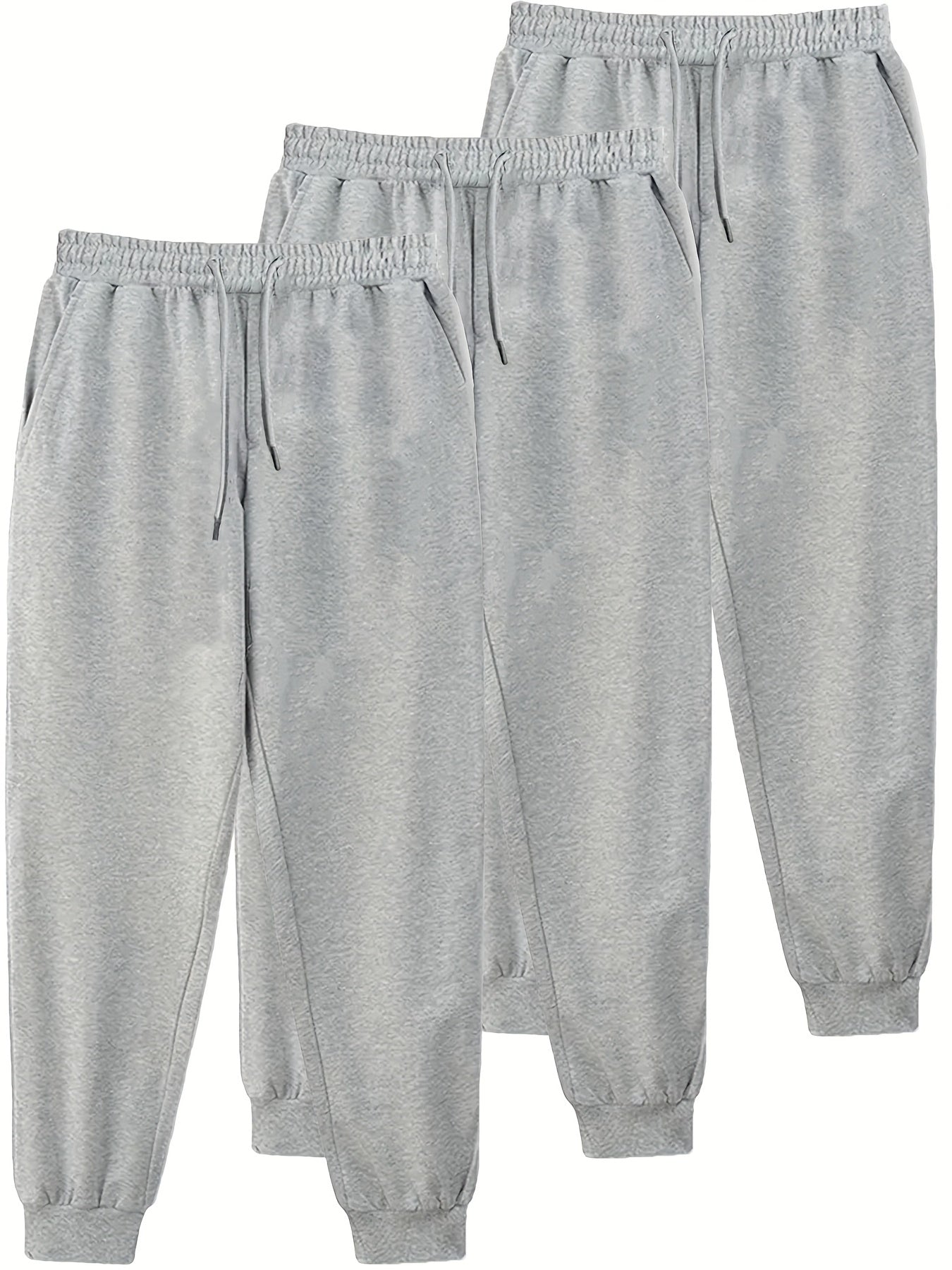3pcs Men's Comfy Joggers Active Sweatpants Spring Fall Outdoor
