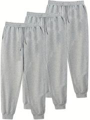 3pcs Men's Comfy Joggers Active Sweatpants Spring Fall Outdoor