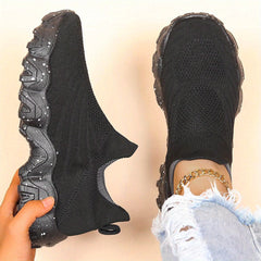Women's Knitted Slip on Sneakers Lightweight Flying Woven Sports Shoes