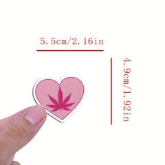 60pcs Pink Leaf & Cannabis Vinyl Stickers for Laptops Water Bottles Cars