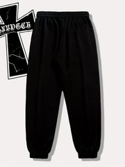 Pattern Print Drawstring Sweatpants Loose Fit Casual Joggers