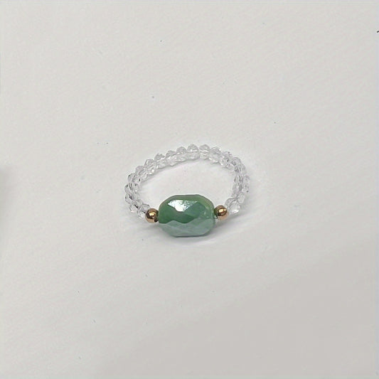 Colorful Crystal Glass Beads Ring for Women