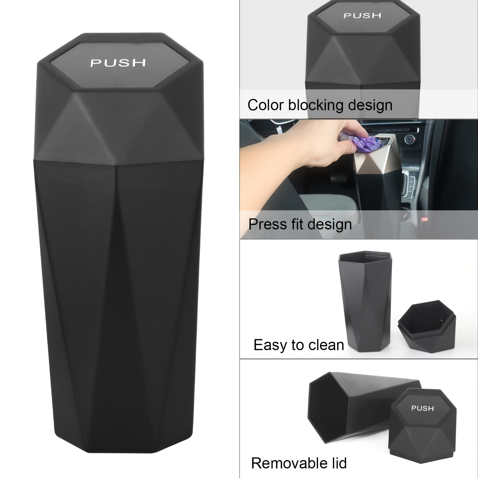 Mini Car Trash Can With Lid Modern Style Car Storage Bucket