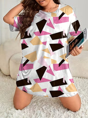 Geometric Print Short Sleeve Nightdress
