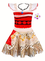 Girls Halloween Princess Costume Lace Sleeve Strappy Fancy Dress