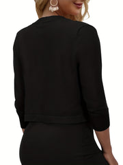 Solid Jacket Casual Open Front Versatile Outerwear Women's Clothing
