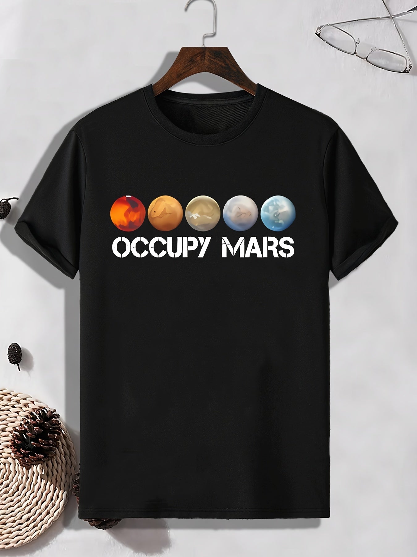 Men's Planet Print T shirt - Stretch Breathable Tee