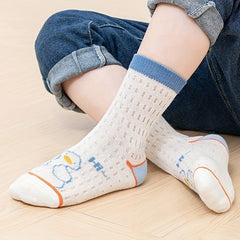 Kids Mesh Cotton Crew Socks Duck Pattern