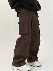 Men's Straight Leg Cargo Pants Loose Baggy Outdoor Work Pants