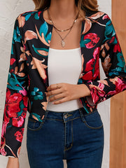 Floral Print Long Sleeve Jacket Casual Women's Outerwear