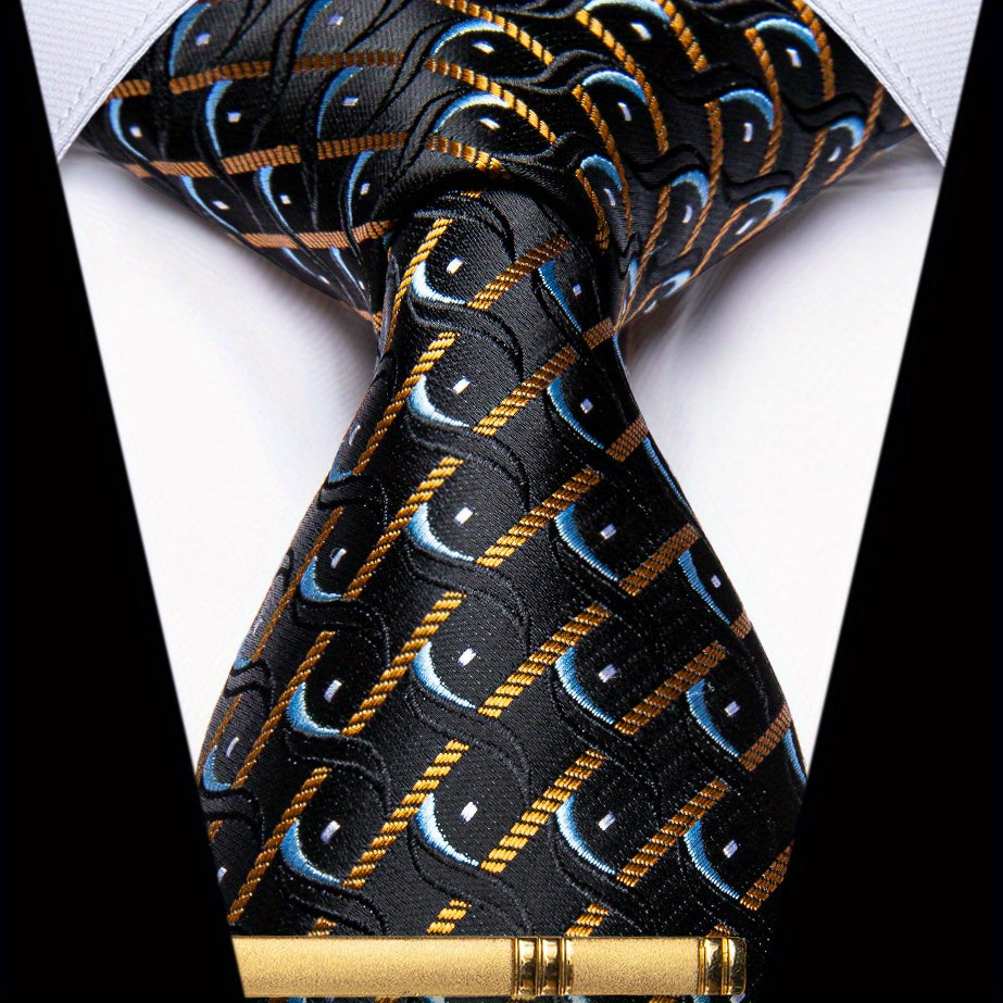 Men's Formal Silk Paisley Necktie Clip For Party Wedding