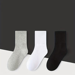 5pairs Boys Girls Kids Causal Plain Breathable Crew Socks