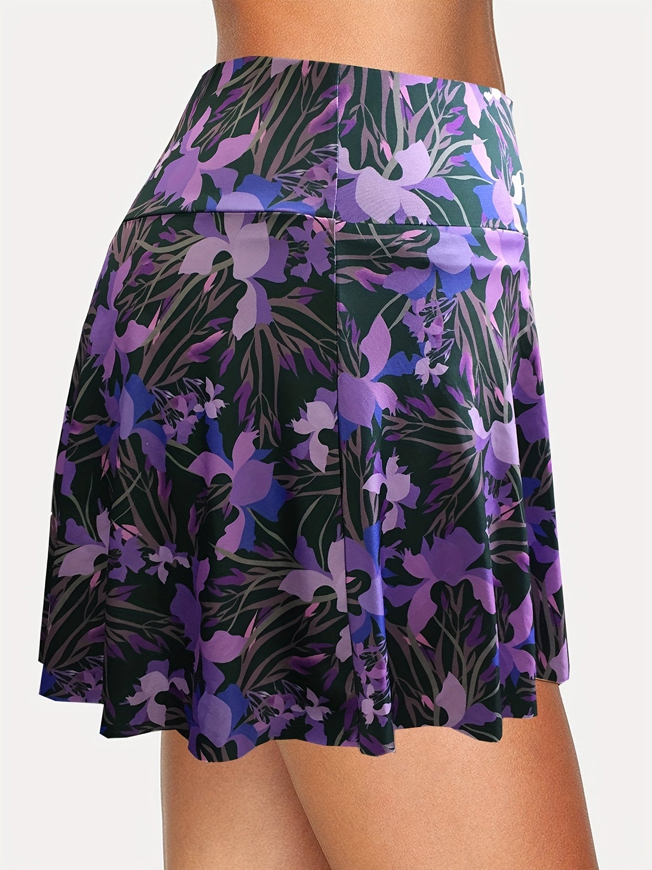 Floral Print High Rise Plus Size Sports Skort