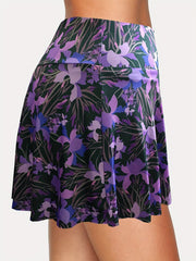 Floral Print High Rise Plus Size Sports Skort