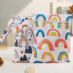 2pcs Elinfant Reusable Wet Dry Bags for Cloth Diapers Orange & Patterns