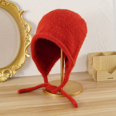 Velvet Straps Bucket Hat Winter Warm Ear Protection Woolen Hat