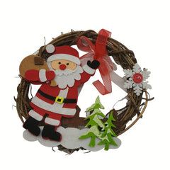 Christmas Rattan Wreath 1pc Natural Front Hanging Garland