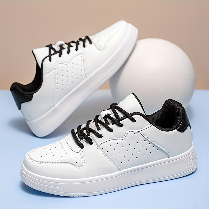 Men's Casual Solid Low Top Lace up Skate Shoes