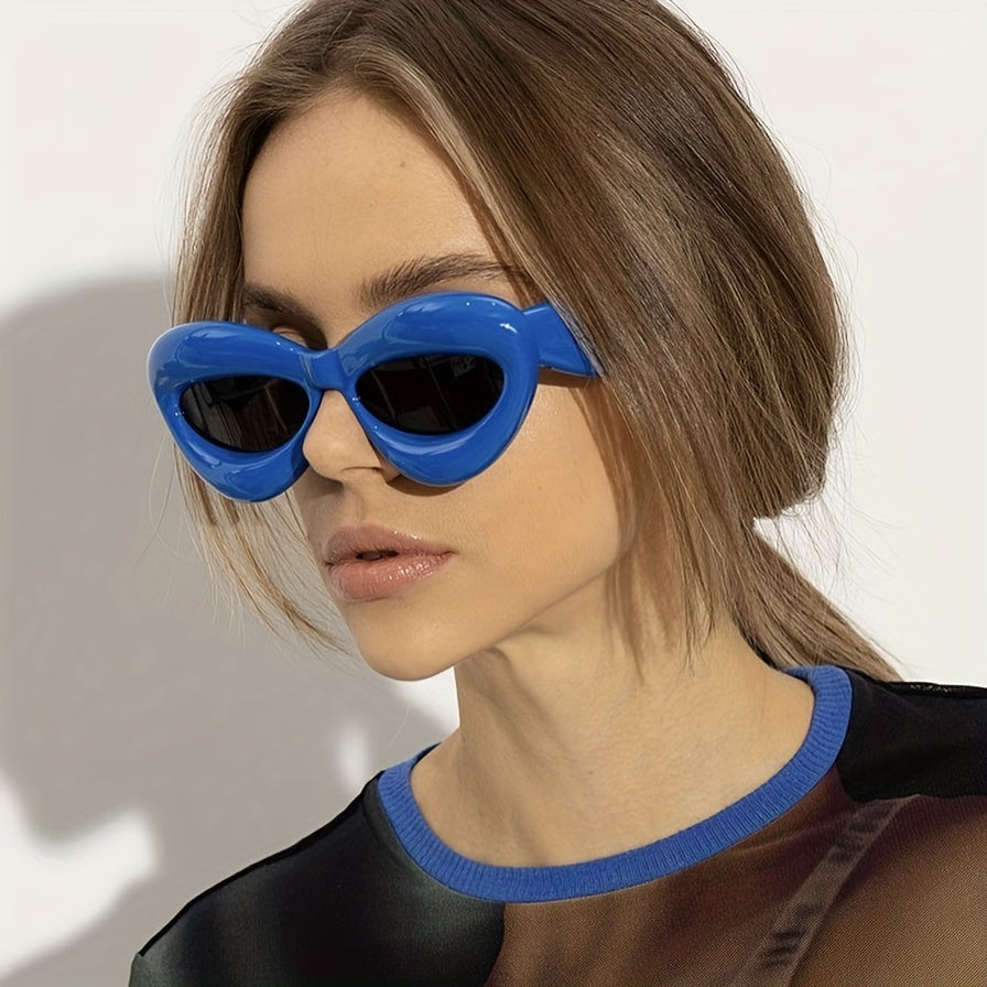 Oval Frame Sunglasses Thick Large Wrap Around Eyewear